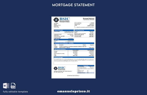 stile verificato Modello di estratto conto ipotecario bancario Niger BSIC Modell
